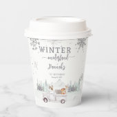 Winter Onderland eerste verjaardagsfeestje Papieren Bekers (Voorkant)