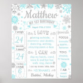 Winter Onderland First Birthday milestone sign Poster (Voorkant)