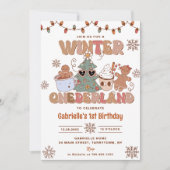 Winter Onderland Groovy Kerstmis Verjaardagsfeest Kaart (Voorkant)