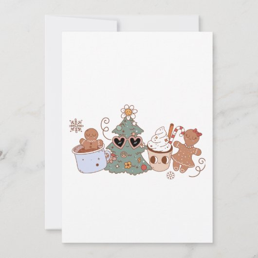 Winter Onderland Groovy Kerstmis Verjaardagsfeest Kaart (Achterkant)