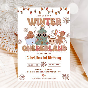 Winter Onderland Groovy Kerstmis Verjaardagsfeest Kaart