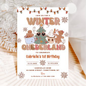 Winter Onderland Groovy Kerstmis Verjaardagsfeest Kaart