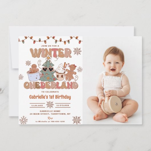 Winter Onderland Kerstkoekjes Verjaardagsfeest Kaart (Voorkant)