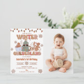 Winter Onderland Kerstkoekjes Verjaardagsfeest Kaart (Staand voorkant)