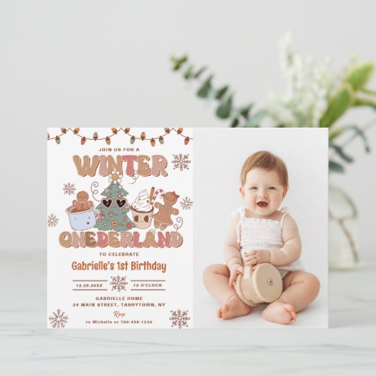 Winter Onderland Kerstkoekjes Verjaardagsfeest Kaart (Staand voorkant)