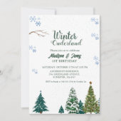 Winter onderland Kerstmis Twin Verjaardagsfeest Kaart (Voorkant)