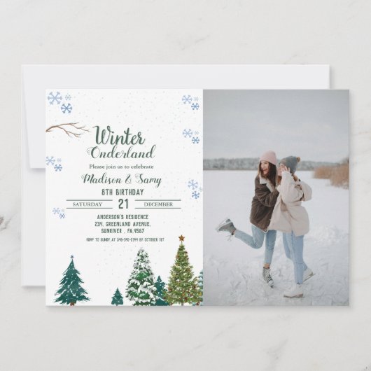 Winter onderland Kerstmis Verjaardagsfeest Kaart (Voorkant)