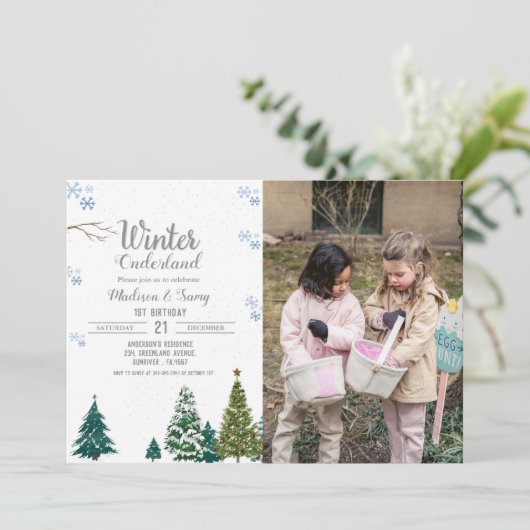 Winter onderland Kerstmis Verjaardagsfeest Kaart (Staand voorkant)