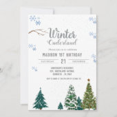 Winter onderland Kerstmis Verjaardagsfeest Kaart (Voorkant)