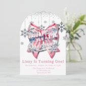 Winter Onderland Meisje 1e. Verjaardagsfeestje in  Kaart (Staand voorkant)