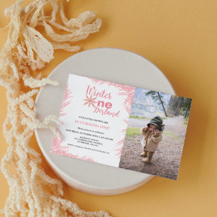 Winter Onderland Meisje Eerste Verjaardagsfeest In Kaart