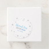 Winter onderland, Silver & Blue 1e verjaardagsfees Bedankjes Labels (In situ)