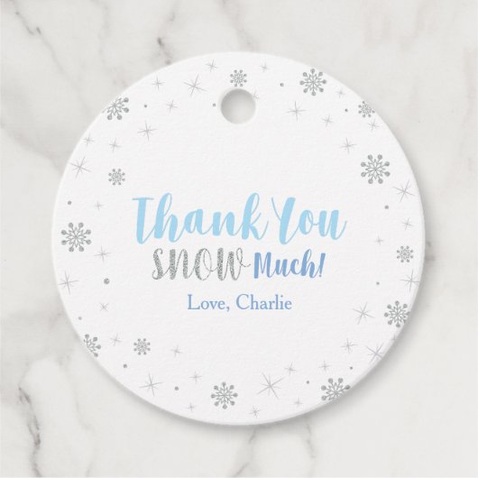 Winter onderland, Silver & Blue 1e verjaardagsfees Bedankjes Labels (Voorkant)