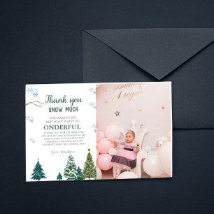 Winter onderland Sneeuwvlok Dank u Verjaardag Kaar Bedankkaart