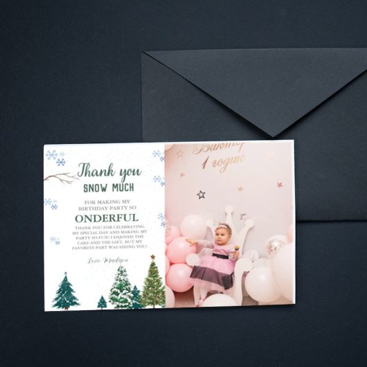Winter onderland Sneeuwvlok Dank u Verjaardag Kaar Bedankkaart