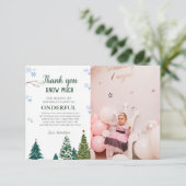 Winter onderland Sneeuwvlok Dank u Verjaardag Kaar Bedankkaart (Staand voorkant)