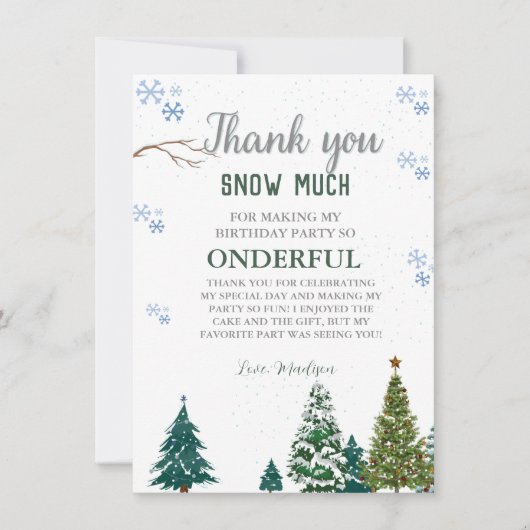 Winter onderland Sneeuwvlok Dank u Verjaardag Kaar Kaart (Voorkant)