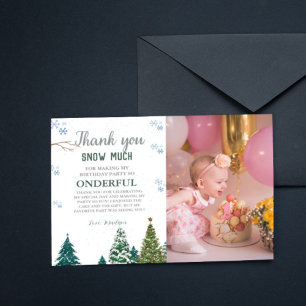 Winter onderland Sneeuwvlok Dank u Verjaardag Kaar Kaart