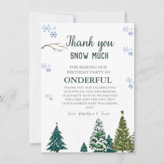 Winter onderland Sneeuwvlok Dank u Verjaardag Kaar Kaart (Voorkant)
