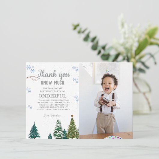 Winter onderland Sneeuwvlok Dank u Verjaardag Kaar Kaart (Staand voorkant)