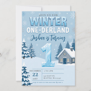 Winter Onderland Sneeuwvlok Ijsblauw Eerste Verjaa Kaart