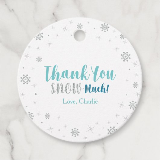 Winter onderland, Zilver & Mint 1e Verjaardagsfees Bedankjes Labels (Voorkant)
