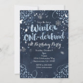Winter ONE-derland 1e verjaardagsfeest uitnodiging (Voorkant)