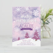 Winter One-derland 1st Birthday Party Invitation Kaart (Staand voorkant)