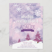 Winter One-derland 1st Birthday Party Invitation Kaart (Voorkant / Achterkant)
