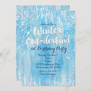 Winter ONE-derland 1st Birthday Party Kaart