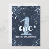 Winter ONE-derland 1st Birthday Party Uitnodiginge Kaart (Achterkant)