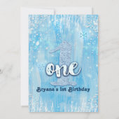Winter ONE-derland 1st Birthday Party Uitnodiginge Kaart (Achterkant)