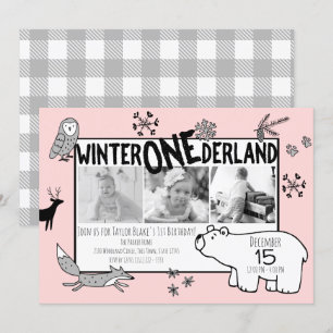 Winter One-derland 1st Birthday Tri Photo Woodland Kaart