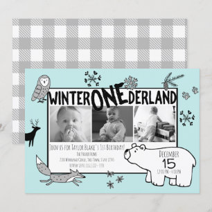 Winter One-derland 1st Birthday Tri Photo Woodland Kaart