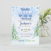 Winter One-derland Eerste Verjaardagsfeestuitnodig Kaart (Staand voorkant)