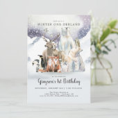 Winter ONE-derland Eerste Verjaardagsuitnodiging (Staand voorkant)