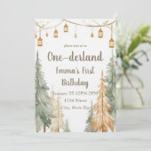 Winter ONE-derland Eerste Verjaardagsuitnodiging Kaart (Staand voorkant)