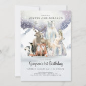 Winter ONE-derland First Birthday Invitation (Voorkant)
