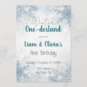 Winter ONE-derland First Birthday Invitation Kaart (Voorkant)