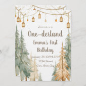 Winter ONE-derland First Birthday Invitation Kaart (Voorkant / Achterkant)
