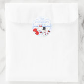 Winter One-derland First Birthday Snowman Mittens Ronde Sticker (Tas)