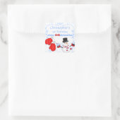 Winter One-derland First Birthday Snowman Mittens Vierkante Sticker (Tas)