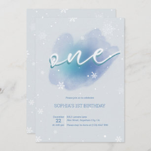 Winter One Frozen 1st Birthday Invitation Snowy Kaart