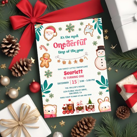 Winter Onederful Gingerbread Cookie 1st Birthday  Kaart