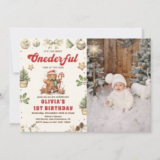 Winter Onederful Groene Kerstkoekje Verjaardag Kaart (Voorkant)