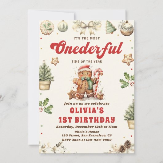 Winter Onederful Groene Kerstkoekje Verjaardag Kaart (Voorkant)