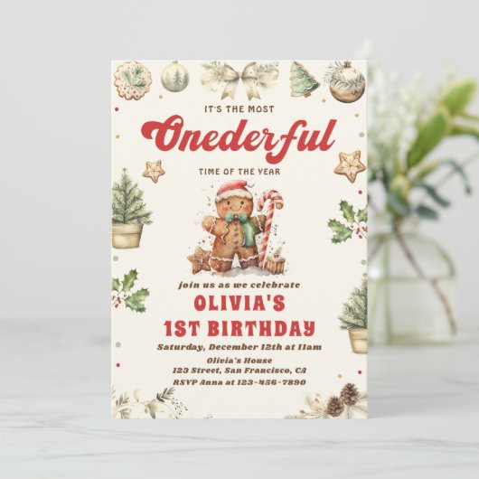 Winter Onederful Groene Kerstkoekje Verjaardag Kaart (Staand voorkant)