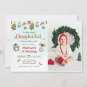 Winter Onederful Kerstmis 2e Verjaardag Foto Kaart (Voorkant)