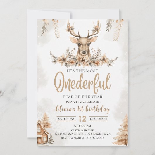 Winter Onederful Rendier Kerstdag Kaart (Voorkant)