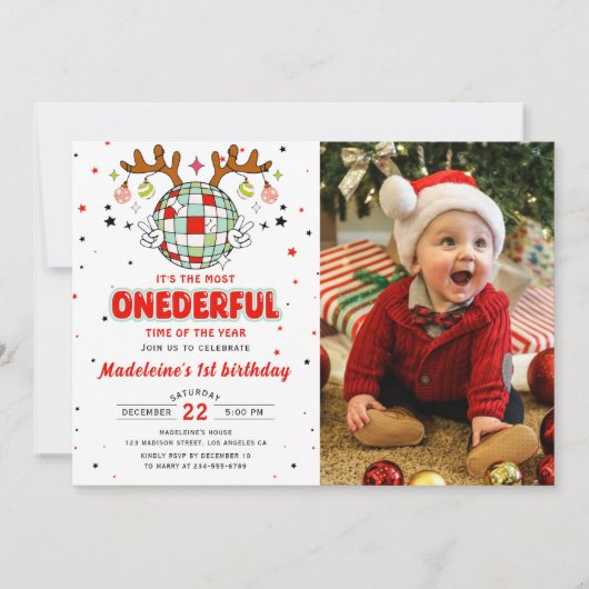 Winter Onederful Retro Kerstmis Verjaardag Foto Kaart (Voorkant)